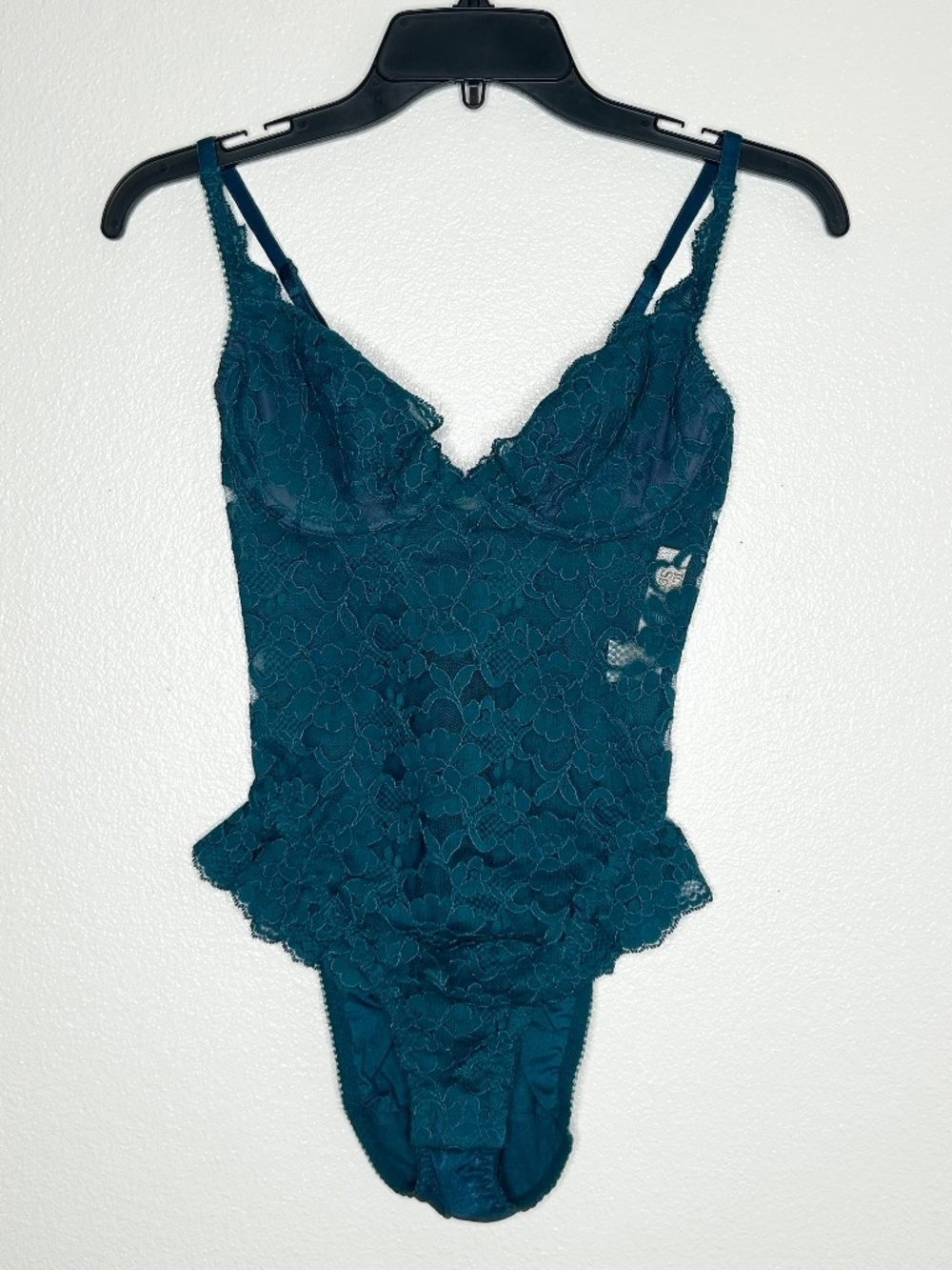 Victorias Secret Womens Teal Lace Bodysuit Lingerie Size 34C Small
